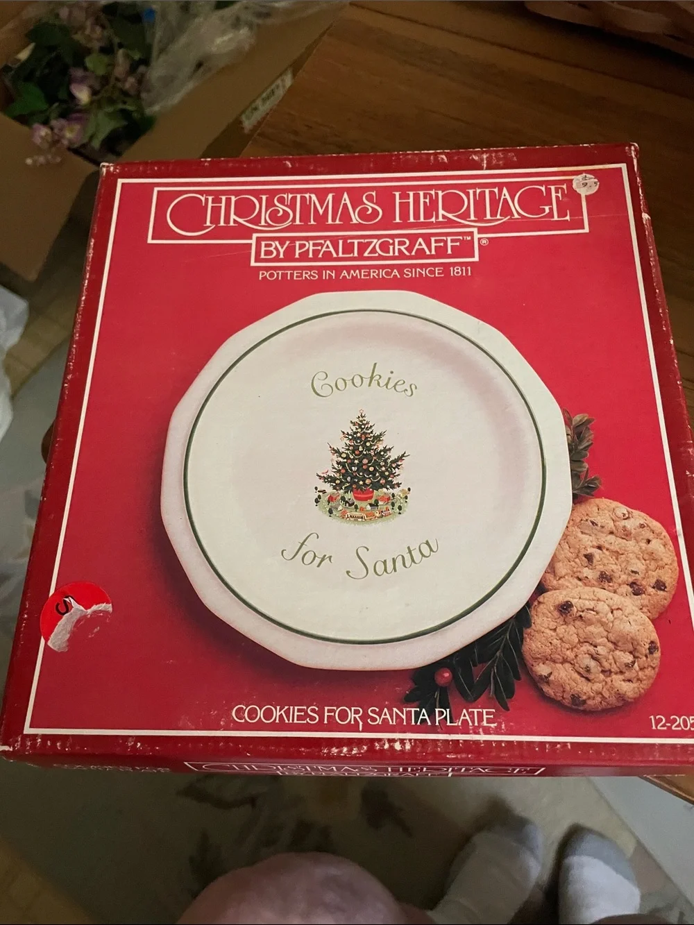 Pfaltzgraff White Ceramic 'Cookies for Santa' Plate with Green Trim